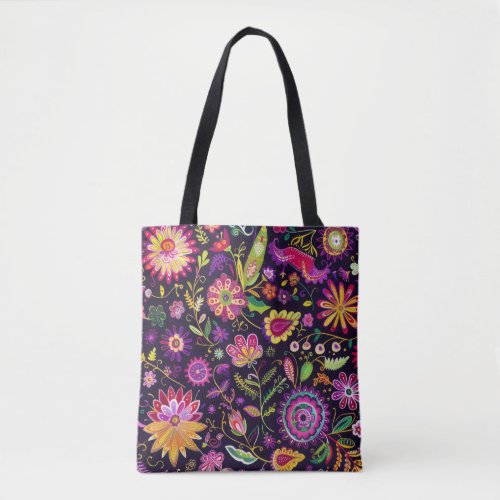 Whimsical Floral design tote bag