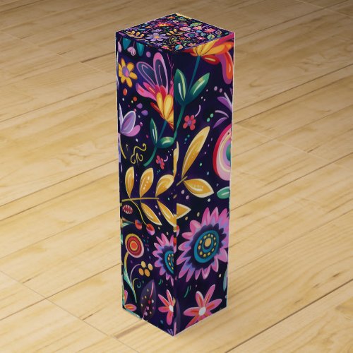 Whimsical Floral design  Wine Box