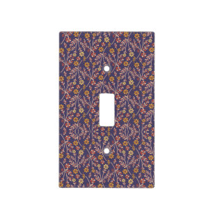 Whimsical Floral Design with Vines on Purple Back Light Switch Cover