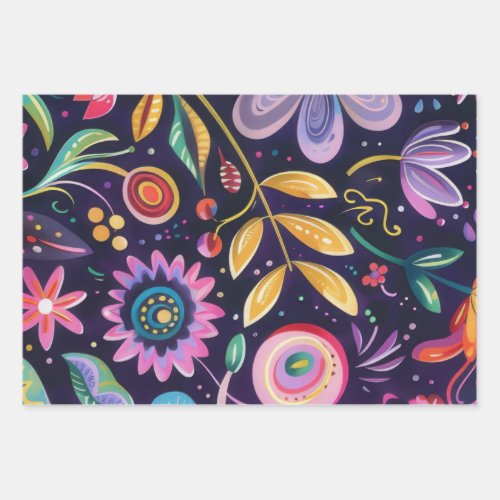 Whimsical Floral design  Wrapping Paper Sheets
