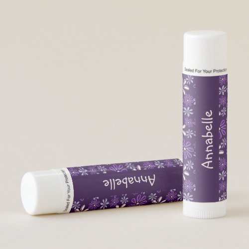 Whimsical Floral Doodle Your Name Lip Balm