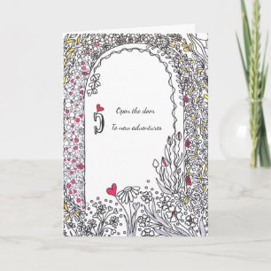 Whimsical Floral Door New Adventures Card