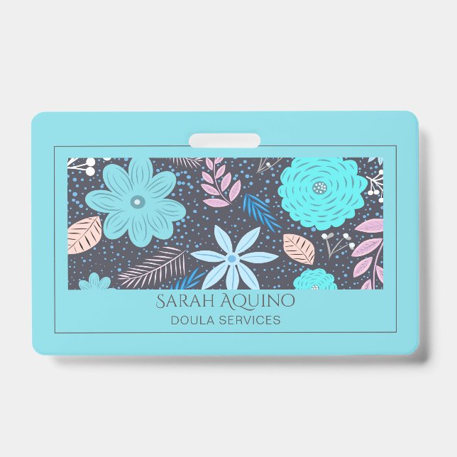 Whimsical Floral Doula Or Midwife Badge (Front)