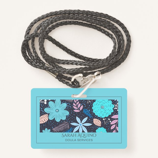 Whimsical Floral Doula Or Midwife Badge (Front with Lanyard)