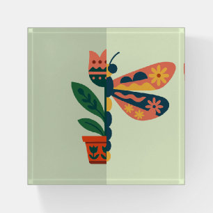 Whimsical floral dragonfly Design Paperweight