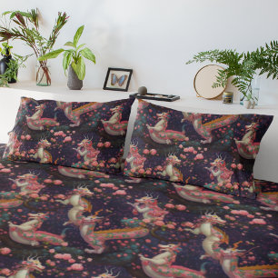 Whimsical Floral Dragons Pillow Case