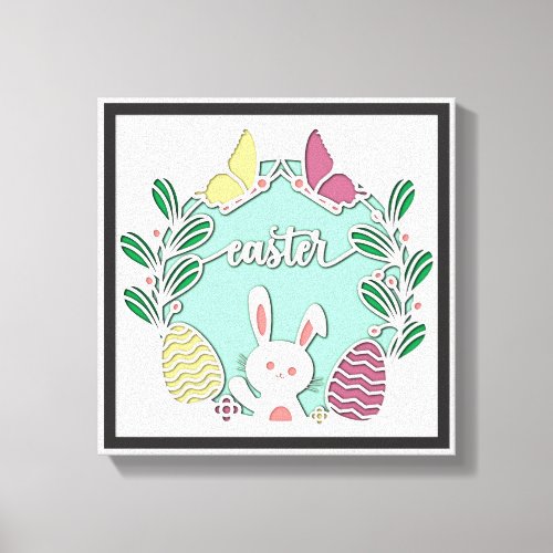 Whimsical Floral Easter Bunny Home Decorations    Canvas Print