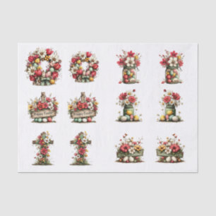 Whimsical Floral Easter for Shells Decoupage Tissue Paper