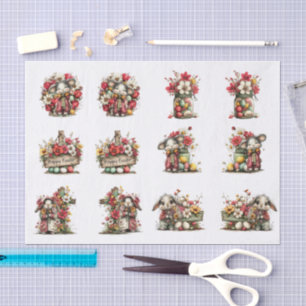 Whimsical Floral Easter for Shells Decoupage Tissue Paper