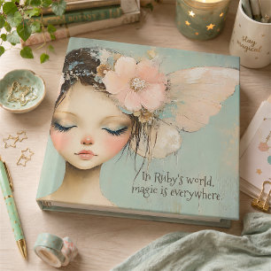 Whimsical Floral Fairy Butterfly Wings Custom Name 3 Ring Binder