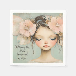 Whimsical Floral Fairy Butterfly Wings Custom Napkins