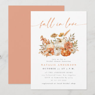 Whimsical Floral Fall in Love Bridal Shower Invitation