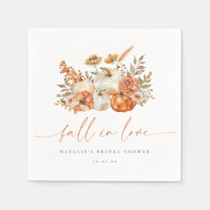 Whimsical Floral Fall in Love Bridal Shower Napkins