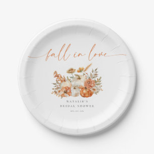 Whimsical Floral Fall in Love Bridal Shower Paper Plates