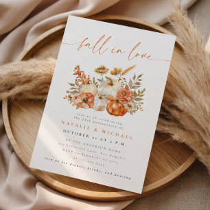 Whimsical Floral Fall in Love Wedding Anniversary Invitation
