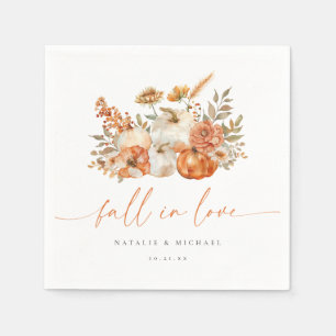 Whimsical Floral Fall in Love Wedding Napkins