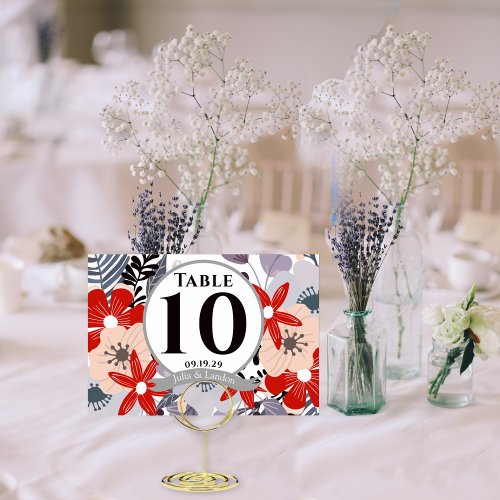Whimsical Floral Fall Wedding Table Number Cards