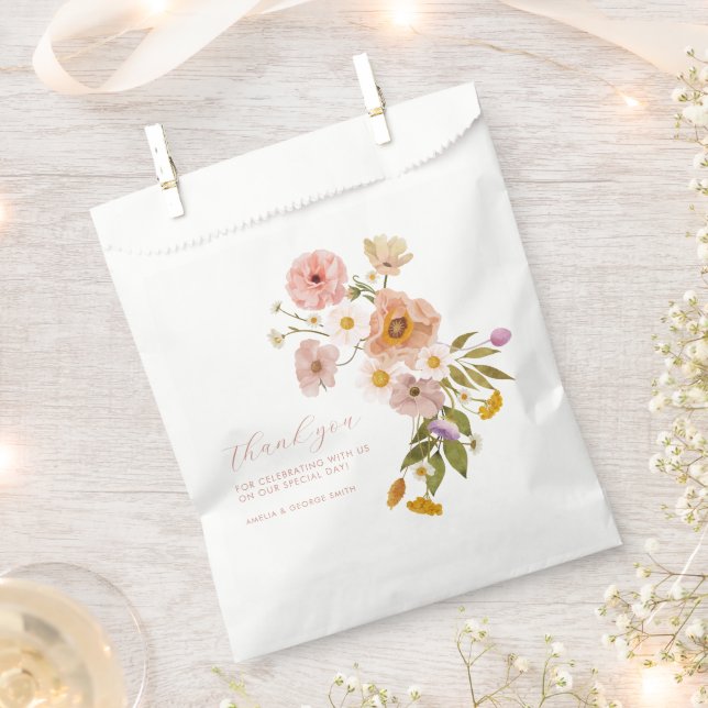 Whimsical floral favor bags, Bohemian Flowers Bag (Clipped)