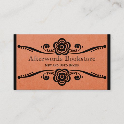 Customizable Whimsical Floral Flourish Business Card, Coral