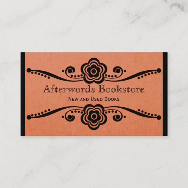 Whimsical Floral Flourish Business Card, Coral Business Card (Front)