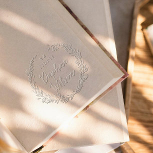 Whimsical Floral Frame Calligraphy Ex Libris Book Embosser