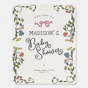 Whimsical Floral French Baby Shower Welcome Sign