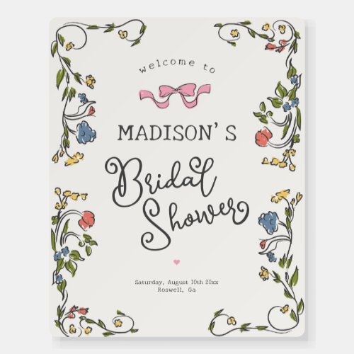 Whimsical Floral French Bridal Shower Welcome Sign