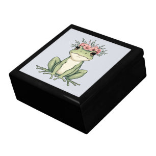 Whimsical Floral Frog Cottagecore Art Gift Box