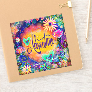 Whimsical Floral Fun Pretty Adventure Sticker
