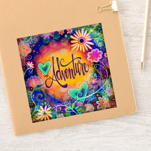 Whimsical Floral Fun Pretty Adventure Sticker