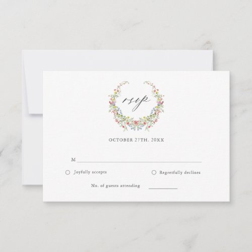 Whimsical Floral Garden Elegant Wedding RSVP Card