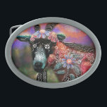 Whimsical Floral Goat Abstract Goats Peach Blue Belt Buckle<br><div class="desc">Goats are often seen as symbols of independence, determination, and agility. Their ability to thrive in challenging environments represents resilience and resourcefulness. In many cultures, goats are also associated with fertility and abundance, as they have been important livestock for centuries. Additionally, goats symbolize curiosity and exploration, as they are known...</div>
