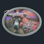Whimsical Floral Goat Abstract Goats Peach Blue Belt Buckle<br><div class="desc">Goats are often seen as symbols of independence, determination, and agility. Their ability to thrive in challenging environments represents resilience and resourcefulness. In many cultures, goats are also associated with fertility and abundance, as they have been important livestock for centuries. Additionally, goats symbolize curiosity and exploration, as they are known...</div>