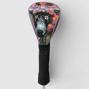 Whimsical Floral Goat Capricorn Personalized Golf Head Cover