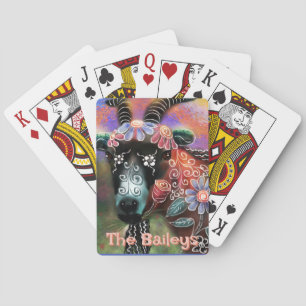Whimsical Floral Goat Farm Animal Personalized Poker Cards
