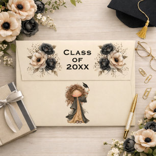 Whimsical Floral Graduation Invitation Envelope