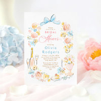 Whimsical Floral Hand Drawn Chic Bow Bridal Shower
