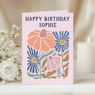 Whimsical Floral Happy Birthday Card