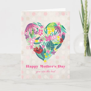 Whimsical Floral Heart Illustration - Mother's Day Card