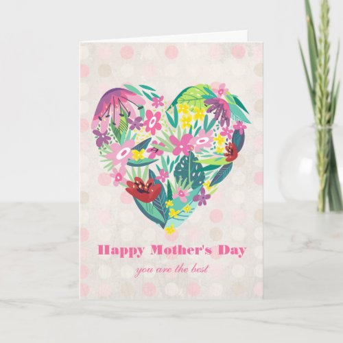 Whimsical Floral Heart Illustration _ Mothers Day Card
