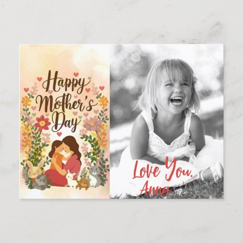  Whimsical Floral Heart Mothers Day AP72 Photo Holiday Postcard
