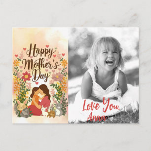 *~* Whimsical Floral Heart Mother's Day AP72 Photo Holiday Postcard