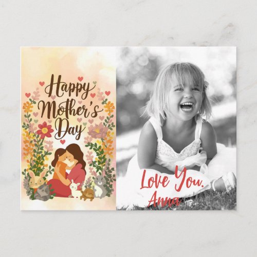 *~* Whimsical Floral Heart Mother&#39;s Day AP72 Photo Holiday Postcard