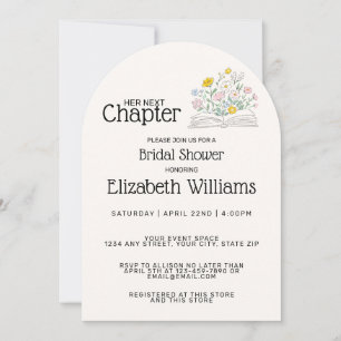 Whimsical Floral Her Next Chapter Bridal Shower  Invitation