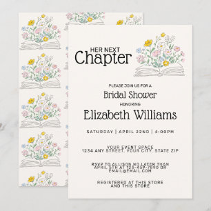 Whimsical Floral Her Next Chapter Bridal Shower  Invitation