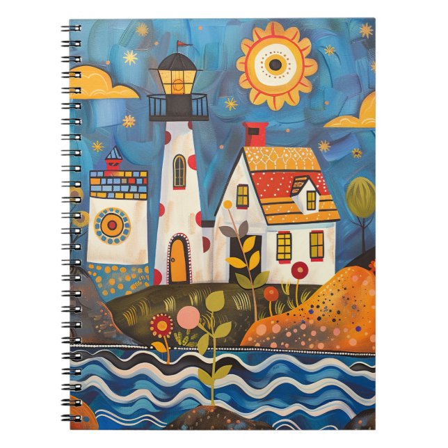 Whimsical Floral Light House Note Book (Front)