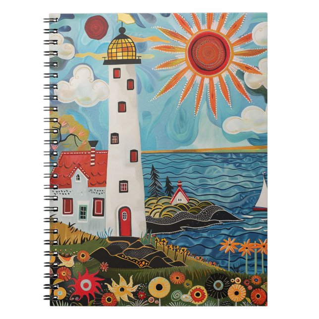 Whimsical Floral Light House Note Book (Front)