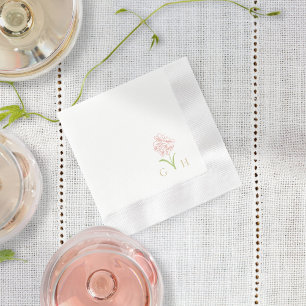 Whimsical Floral Line-drawn Rose Napkins