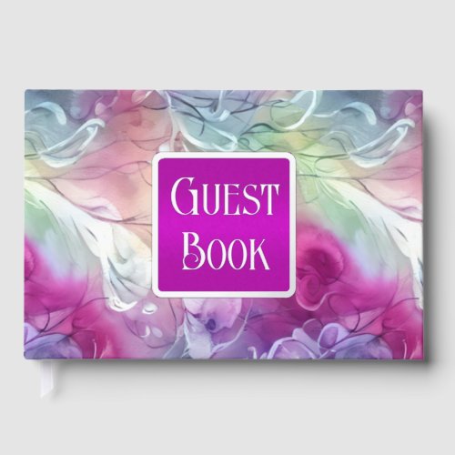 Whimsical floral liquid sweet pea flower real foil foil guest book 