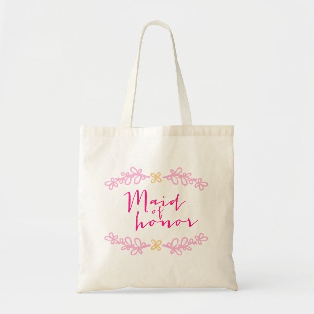 Whimsical  floral Maid of Honor Wedding totes (Front)
